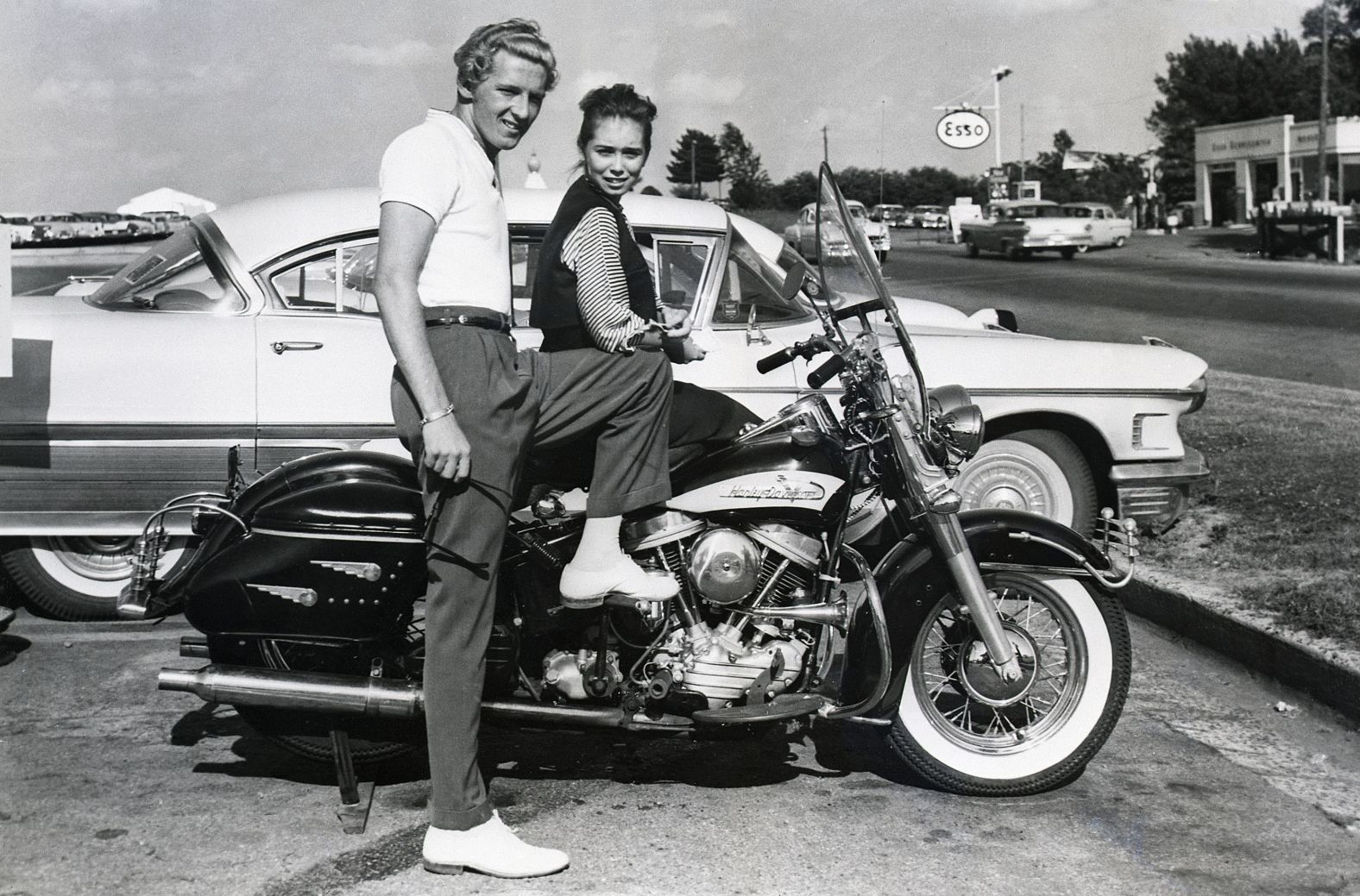 Lewis and Myra get set for a motorcycle ride in 1958.