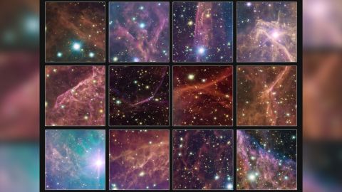 Culorile orbitoare și lumina stelelor se învârte împreună în noua imagine a rămășiței supernovei Vela.