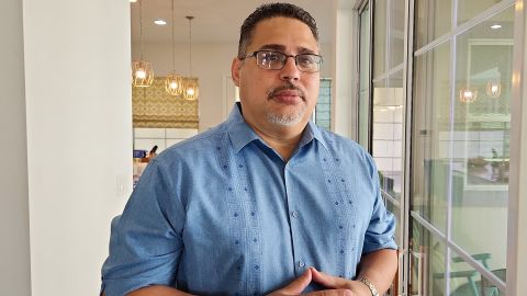 Pastor Gabriel Salguero poses for a photo in his home on October 18, 2022.