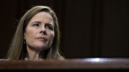 Supreme Court nominee Amy Coney Barrett testifies in front of the Senate Judiciary Committee on the third day of her confirmation hearings on Capitol Hill on October 14, 2020 in Washington, DC. Barrett was nominated by President Donald Trump to fill the vacancy left by Justice Ruth Bader Ginsburg who passed away in September. 