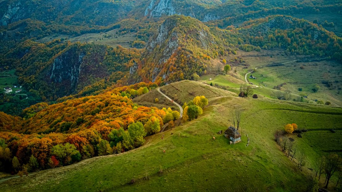 The wild Apuseni Mountains in Romania are home to brown bears and wolves as well as historic villages.