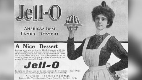 An early print advertisement for Jell-O. The brand used recipe books and print ads to popularize the name Jell-O.