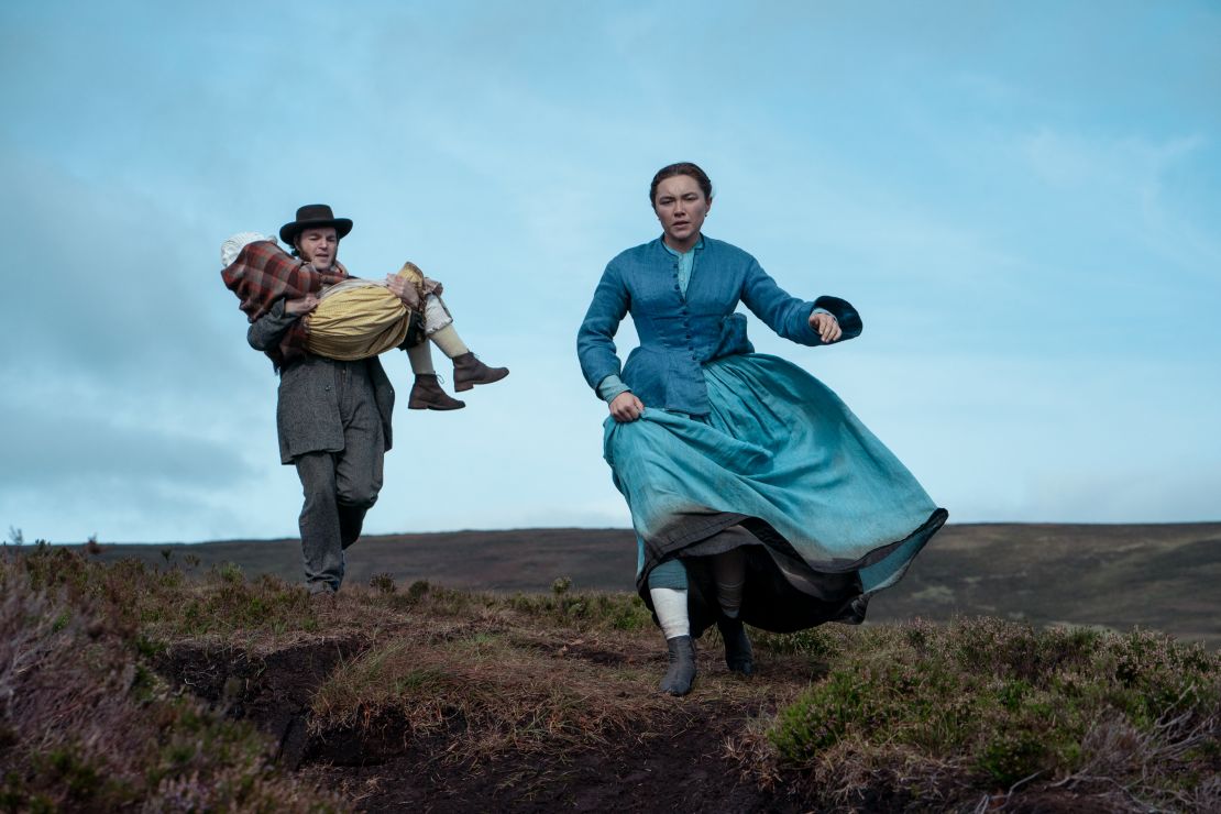 Left to right: Kíla Lord Cassidy, Tom Burke and Florence Pugh in "The Wonder."