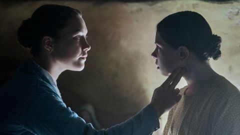 Florence Pugh as Lib Wright and Kíla Lord Cassidy as Anna O'Donnell in "The Wonder."