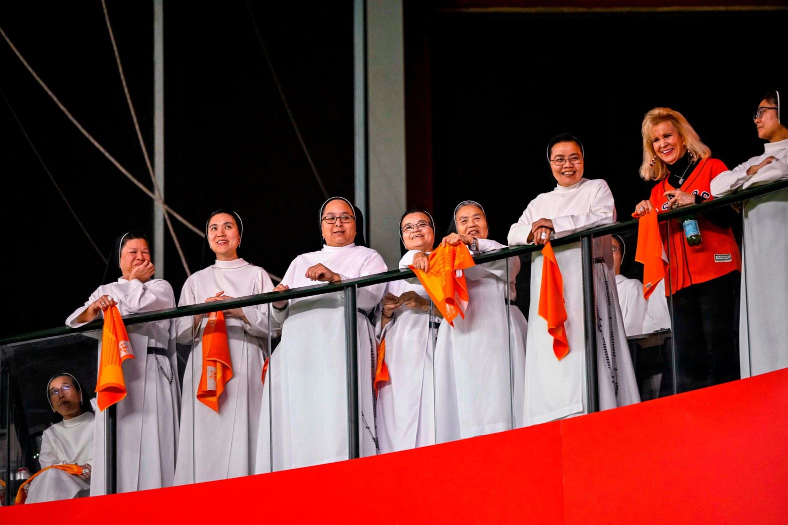 The Dominican Sisters of Mary Immaculate watch Game 1 on Friday. The "rally nuns" are some of the Astros' most famous fans.