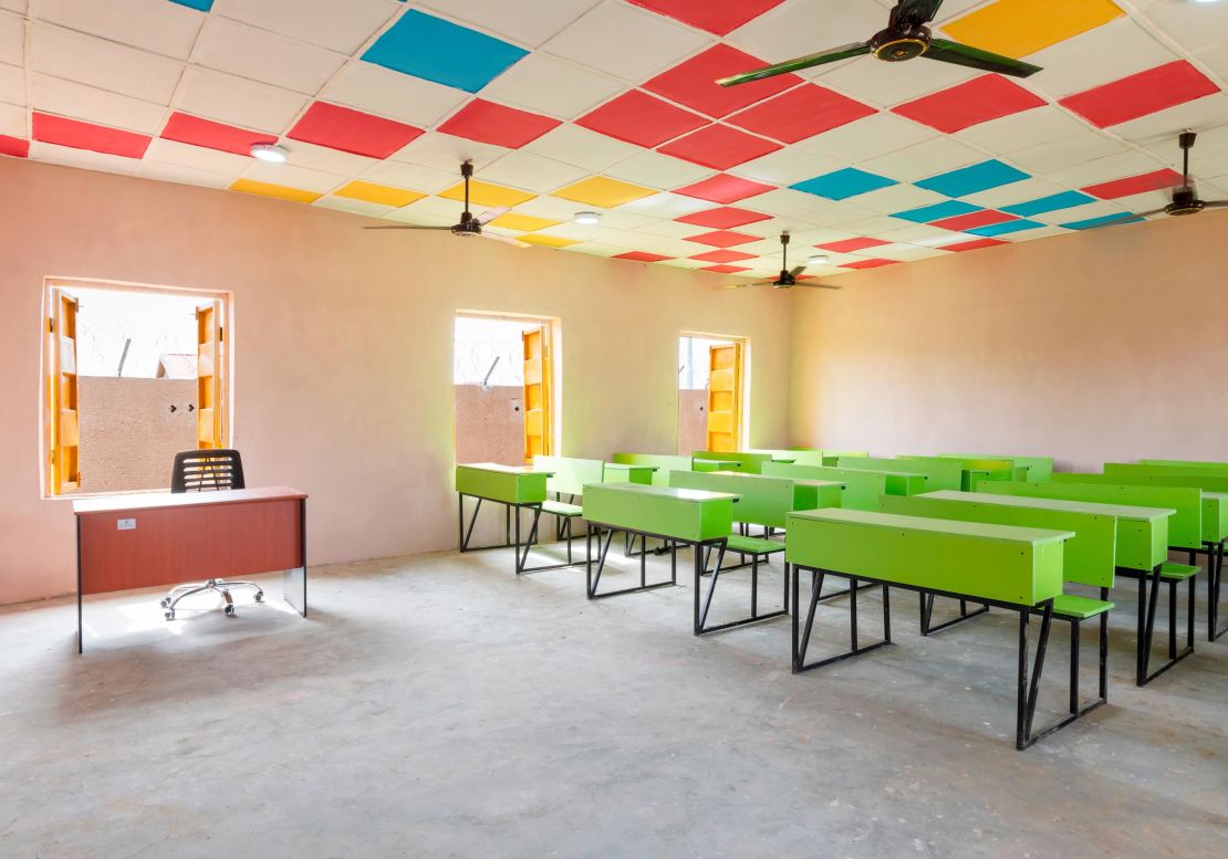 A classroom in the newly built schools for the community.