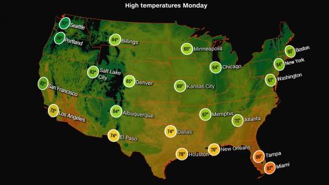 weather monday high temperatures 10292022