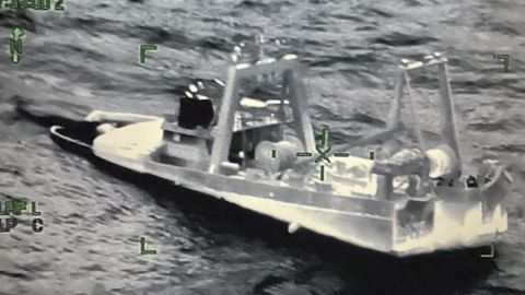 The sinking fishing vessel.