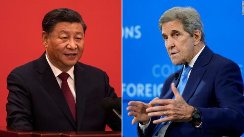 Xi Jinping, Presiden Republik Rakyat Tiongkok, kiri, dan John Kerry, Utusan Khusus Presiden AS untuk Iklim.