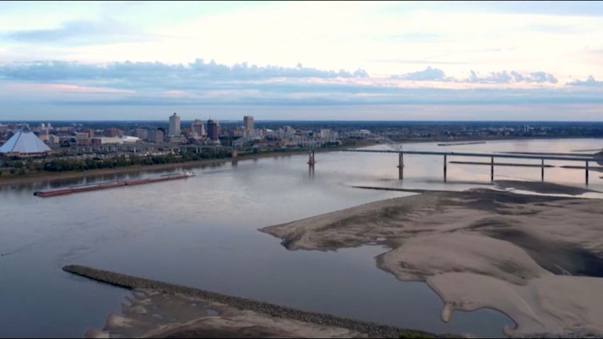 MIssissippi River drone video drought