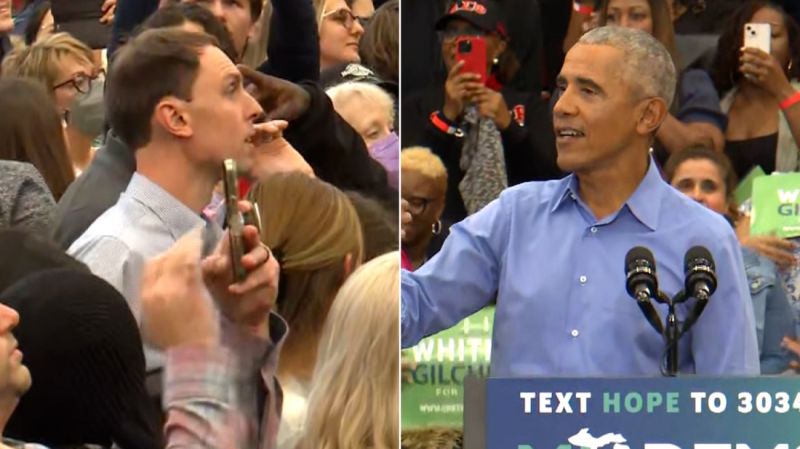 See Obama’s response when heckler interrupts his speech | CNN Politics