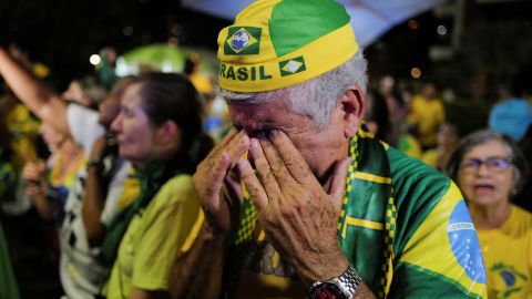 The mood was somber among Bolsonaro's supporters. 