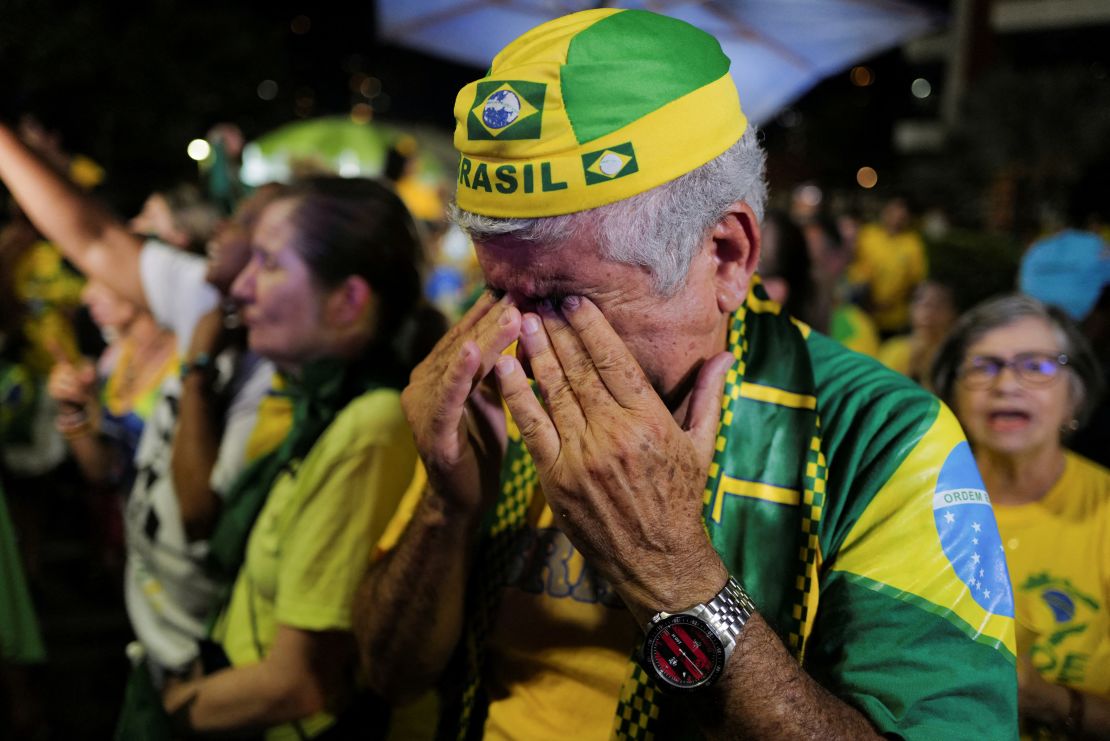 The mood was sombre among Bolsonaro's supporters. 