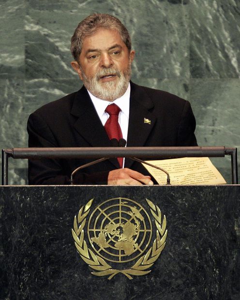 Lula speaks during the 2005 World Summit at the 60th session of the United Nations General Assembly.