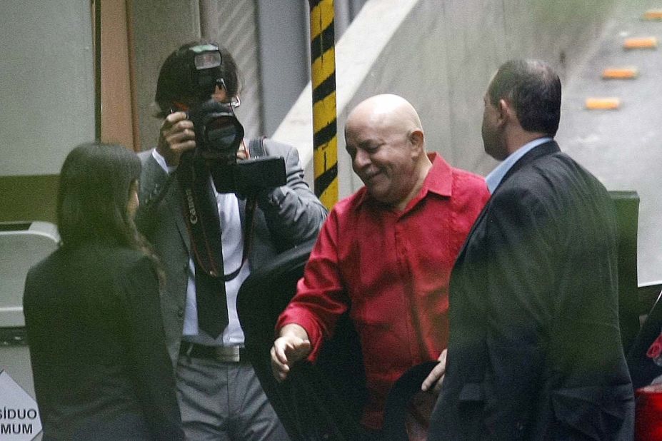 Lula arrives at a hospital in São Paulo in 2011 for his third and final session of chemotherapy. He was diagnosed with larynx cancer October of that year.