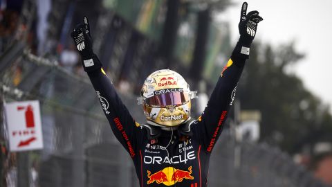 Max Verstappen celebrates his 14th victory of the season.