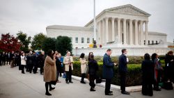 WASHINGTON, DC - OCTOBER 31: People stand in line in front of the U.S. Supreme Court for an opportunity to hear oral arguments in Students for Fair Admissions v. President and Fellows of Harvard College and Students for Fair Admissions v. University of North Carolina on October 31, 2022 in Washington, DC. The conservative Supreme Court will hear arguments for the two cases concerning the consideration of race as one factor in college admission at the two elite universities, which will have an effect on most institutions of higher education in the United States. (Photo by Chip Somodevilla/Getty Images)