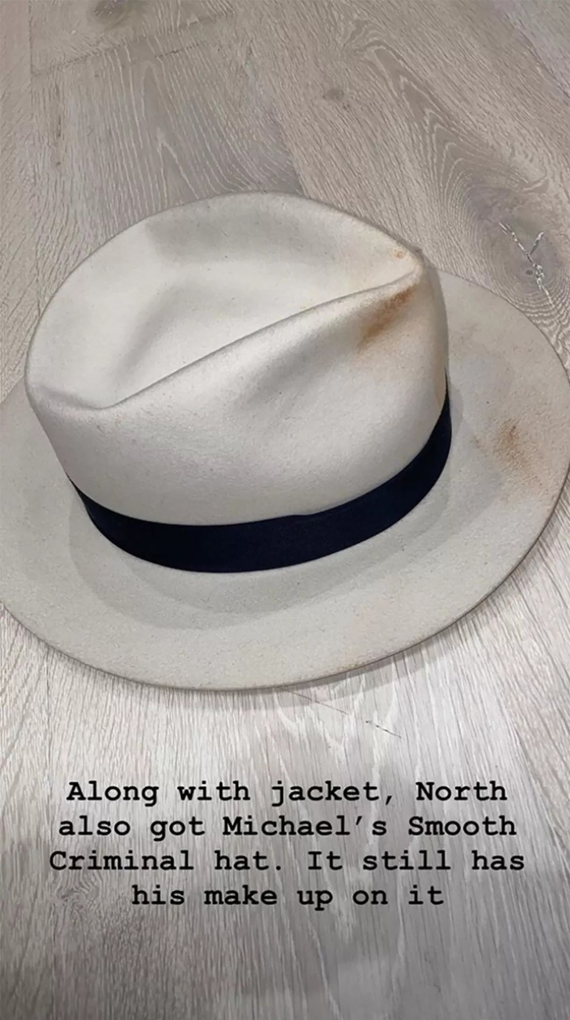 In 2019 after winning the auction, Kim Kardashian posted an Instagram story of the "Smooth Criminal" hat, noting how excited North West was.