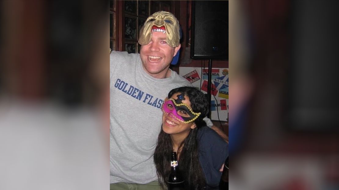 Sean and Claudia on the evening they met at the Halloween party at the hostel.