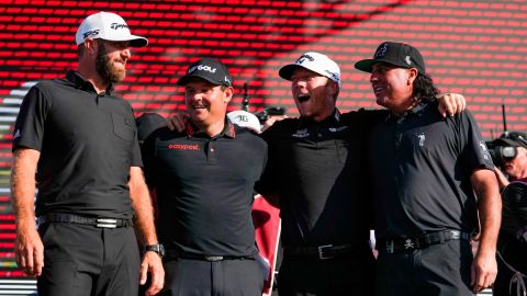 Johnson, Gooch, Reed and Perez celebrate their team victory.