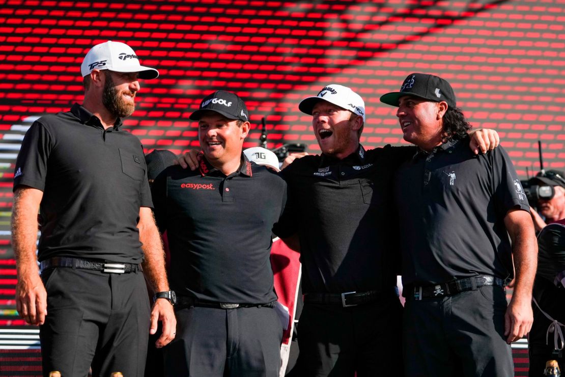 Johnson, Gooch, Reed and Perez celebrate their team victory.