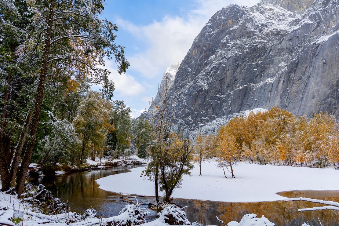 A light autumn snow comes to Yosemite National Park in California. Things can get much deeper there.