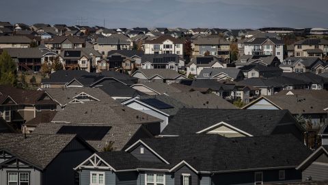 Single-family homes are seen on October 10 at a housing development in Aurora, Colorado.