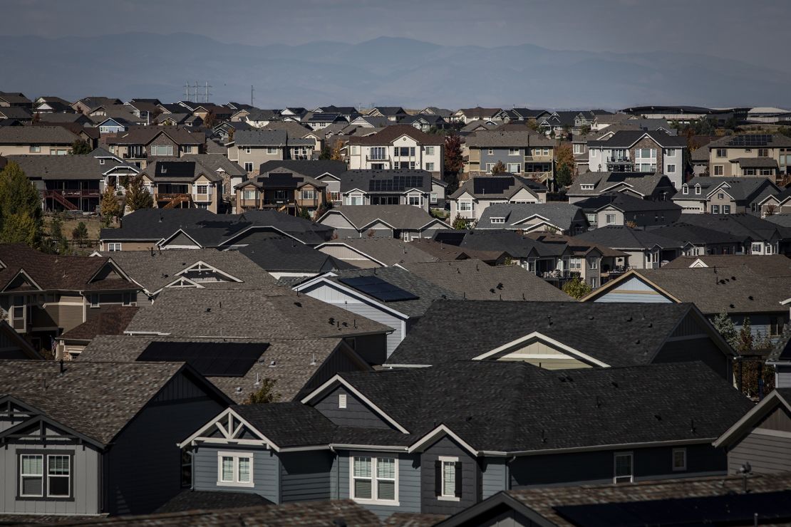 Single-family homes are seen in a housing development in Aurora, Colorado, on October 10.