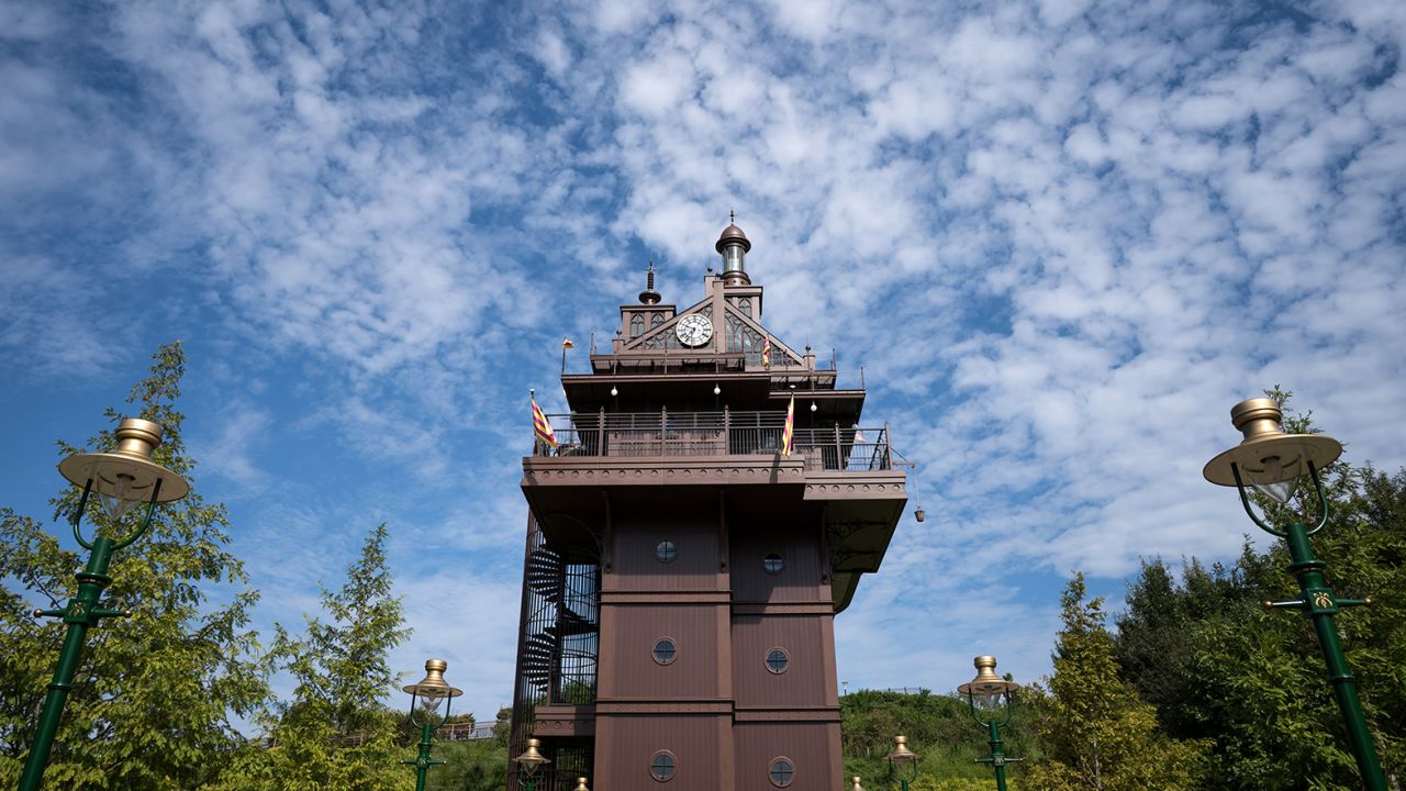 Ghibli Park's Castle in the Sky elevator tower. 