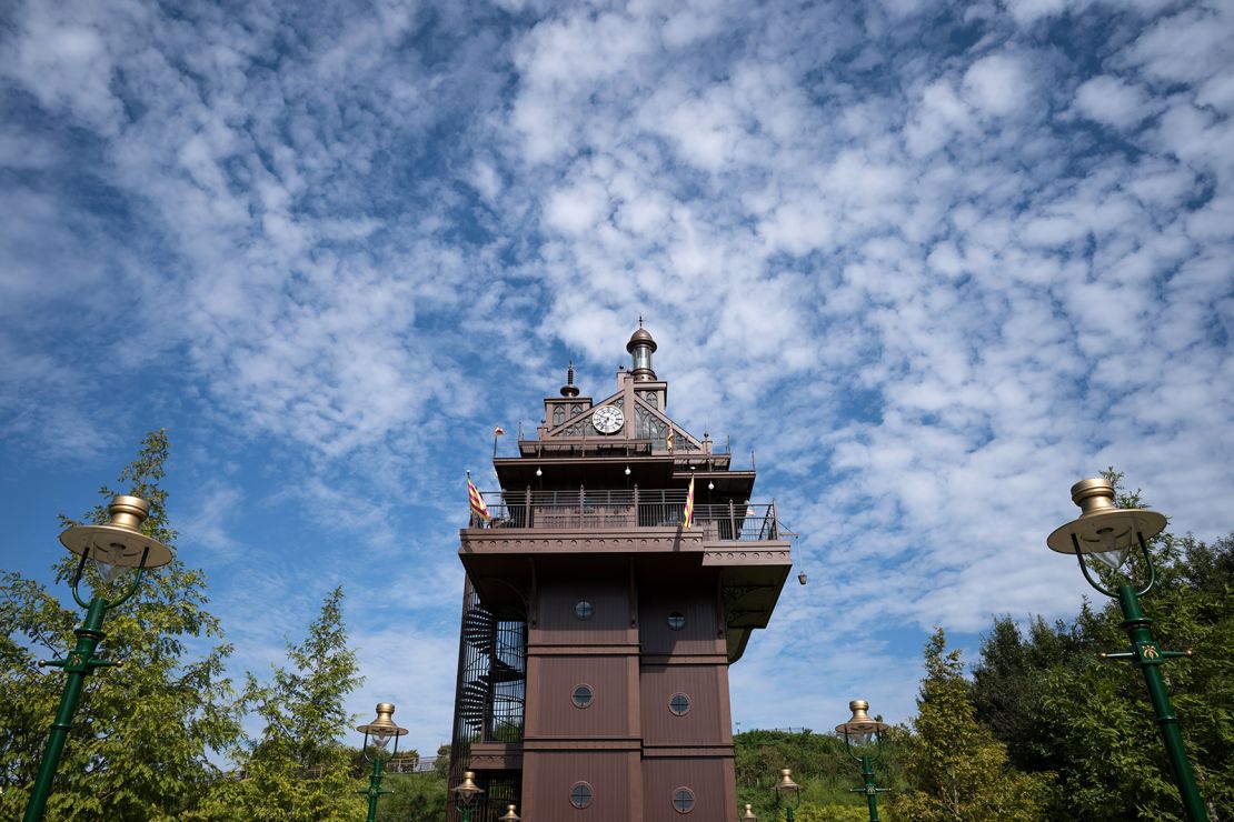 Ghibli Park's Castle in the Sky elevator tower. 