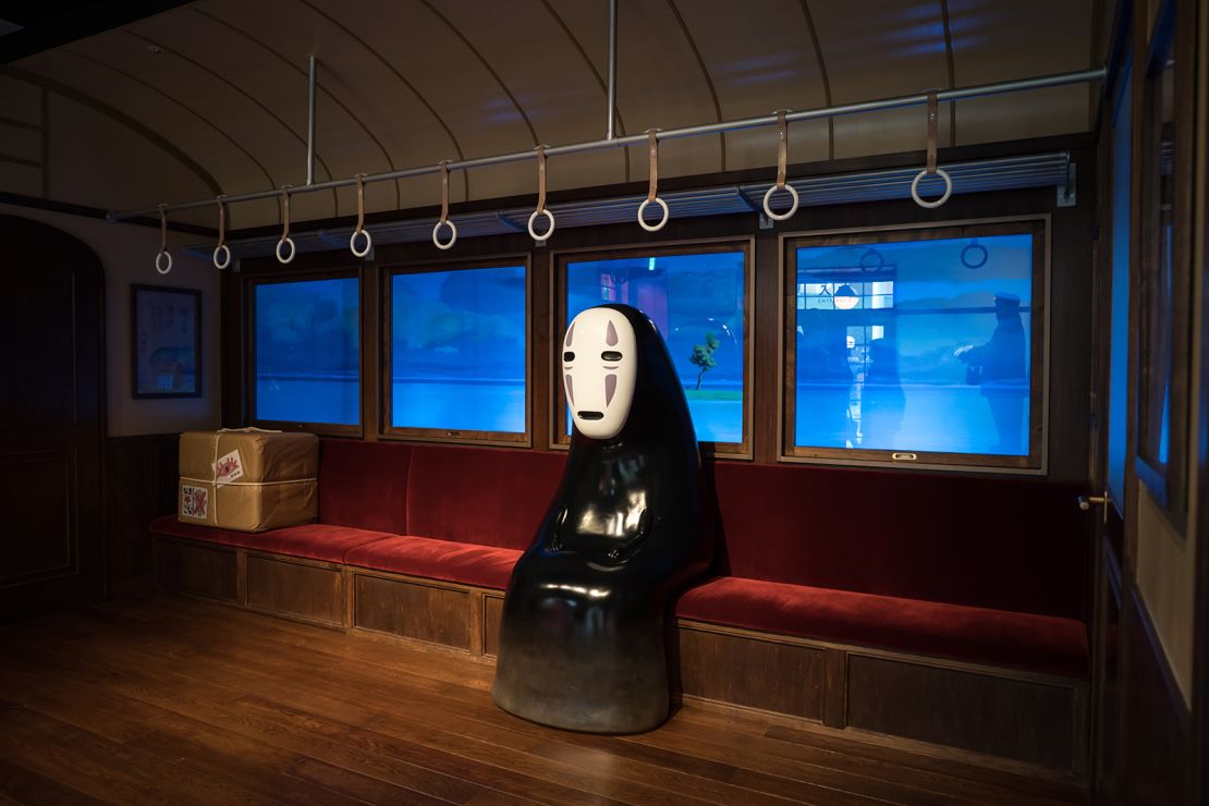 In the Grand Warehouse, visitors can get "Spirited Away" with No-Face on a replica train. 
