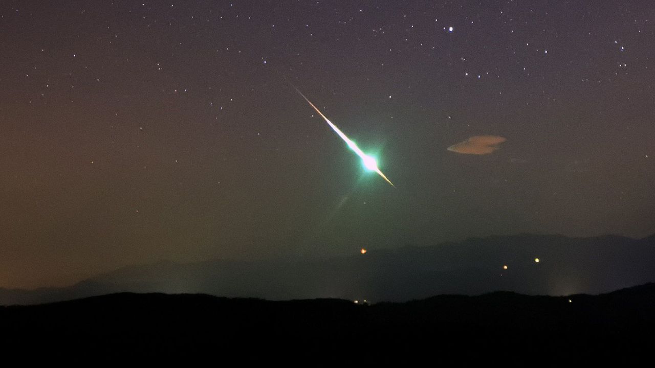 A bright fireball is seen above Brkini, Slovenia, on November 12, 2015, during a Taurid swarm. This month, another swarm is upon us, with fireballs that can be seen in the sky throughout November.