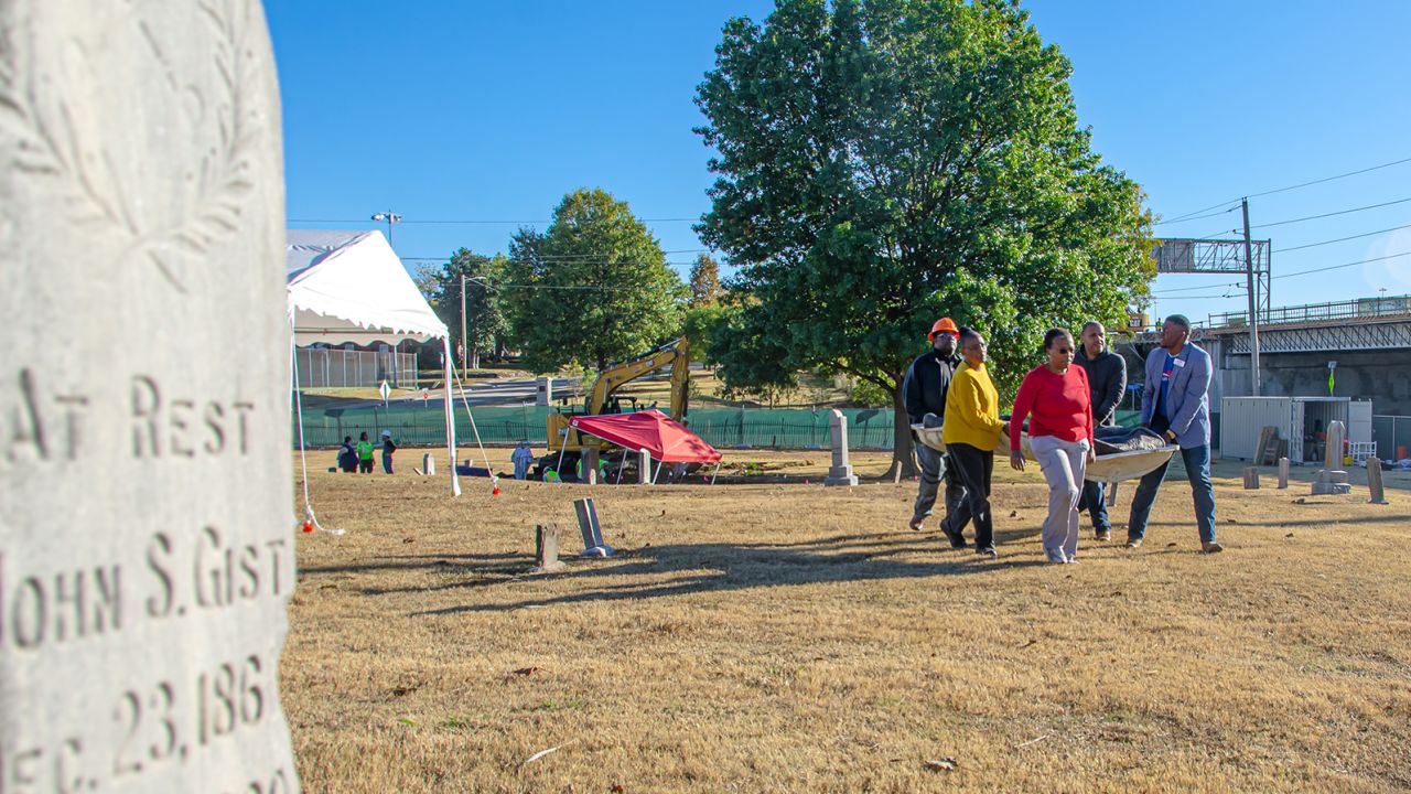 Crews are conducting an excavation at Oaklawn Cemetery in Tulsa, Oklahoma.