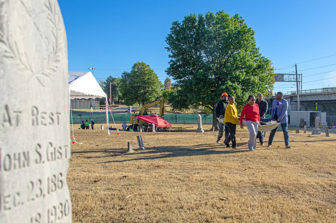 Crews are conducting an excavation at Oaklawn Cemetery in Tulsa, Oklahoma.