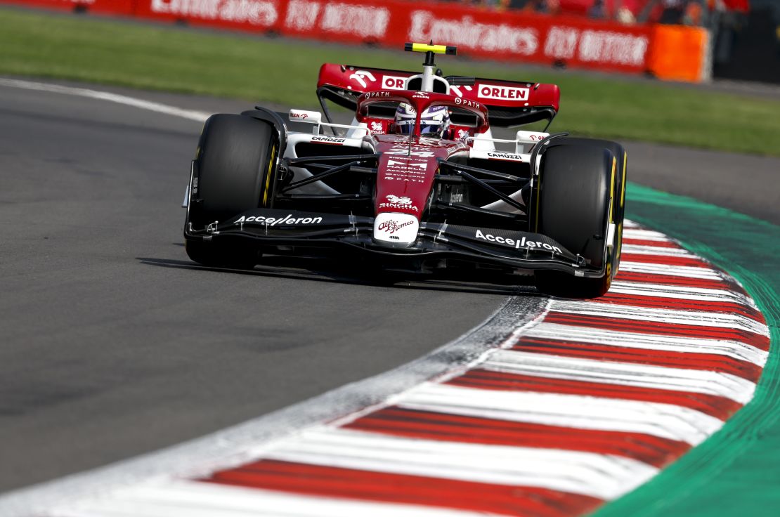Zhou Guanyu in his Alfa Romeo takes part in Formula One's Mexican Grand Prix in October.