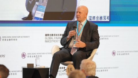 Goldman Sachs CEO David Solomon speaking in Hong Kong on Wednesday. (Kevin Broad/CNN)