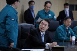 South Korean President Yoon Suk Yeol, pictured on November 2, 2022, said his country should respond with clear retaliation to North Korea's provocations. 