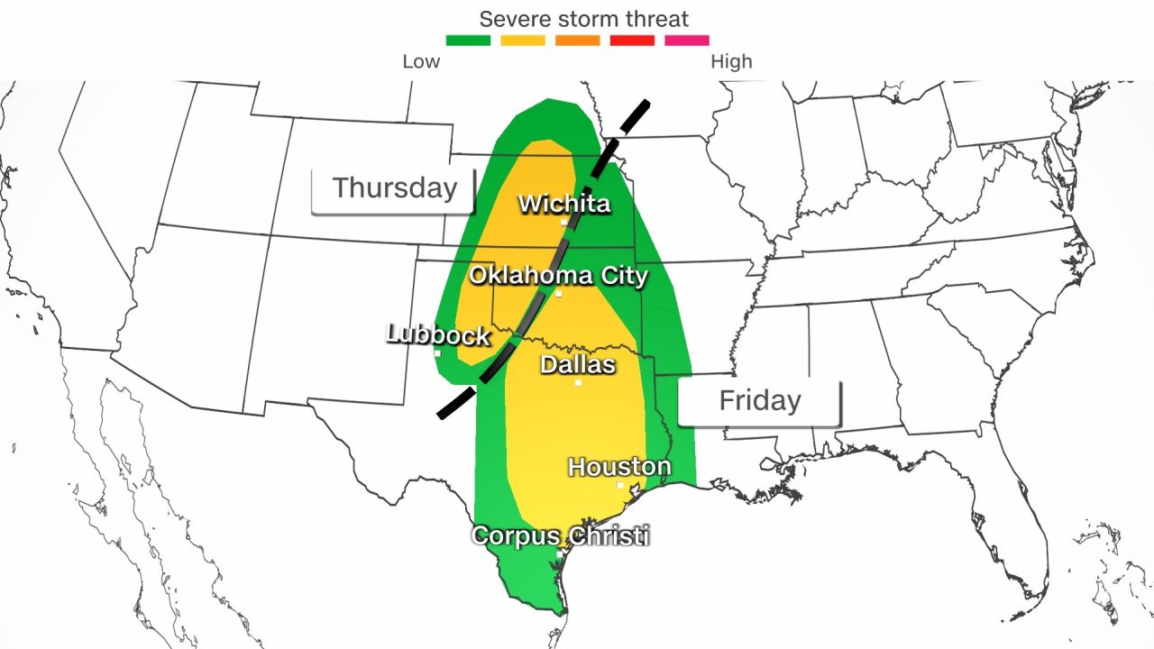 Severe weather will be possible Thursday and Friday across the South.