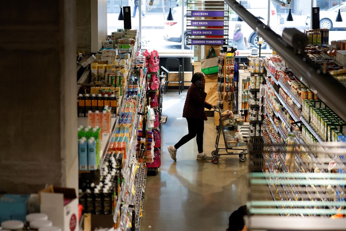 A customer shops at a supermarket in Washington, D.C., on October 28.