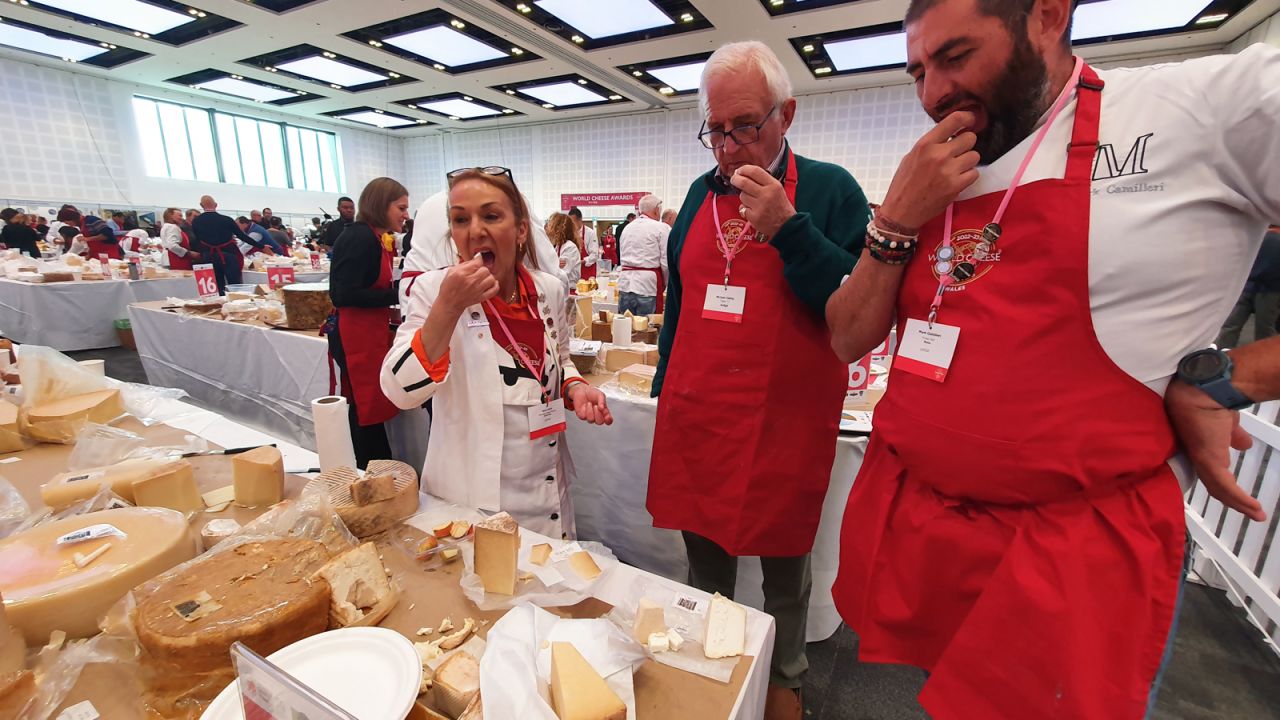 <strong>Messy moments: </strong>Australian cheese maker Kris Lloyd, left, and her fellow judges double check their choice for "super gold." "You can tell when someone starts off with really good milk and doesn't mess with it," she said. "But we've seen a lot of messing this morning."