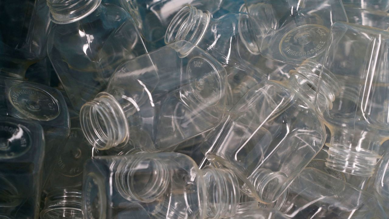 "Compostable" plastic on a production line in France in 2018.