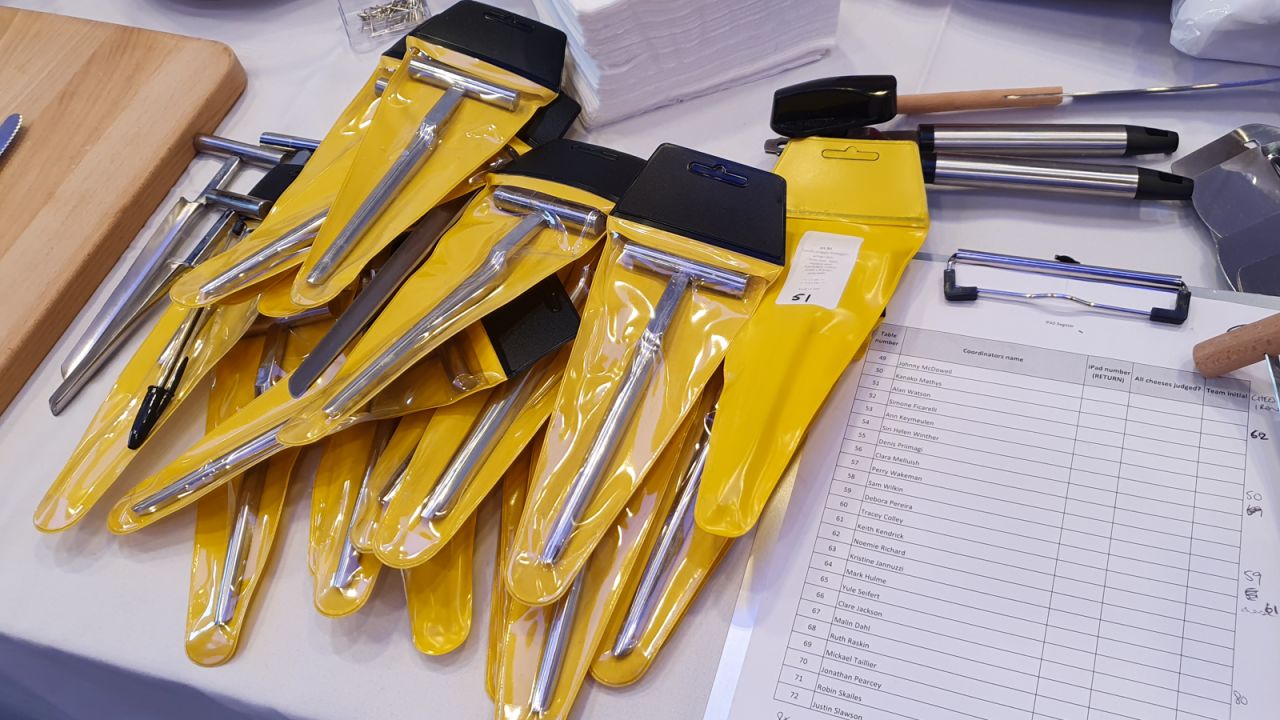<strong>Tools of the trade:</strong> These "irons" are used like corkscrews to bore samples out of larger cheeses.
