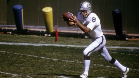 Punter Ray Guy of the Oakland Raiders in action punting circa mid 1970's during an NFL football game.