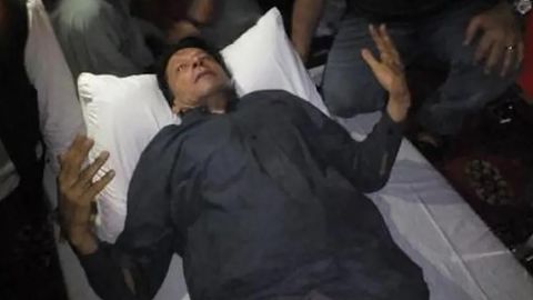 The former Prime Minister is pictured after the incident.