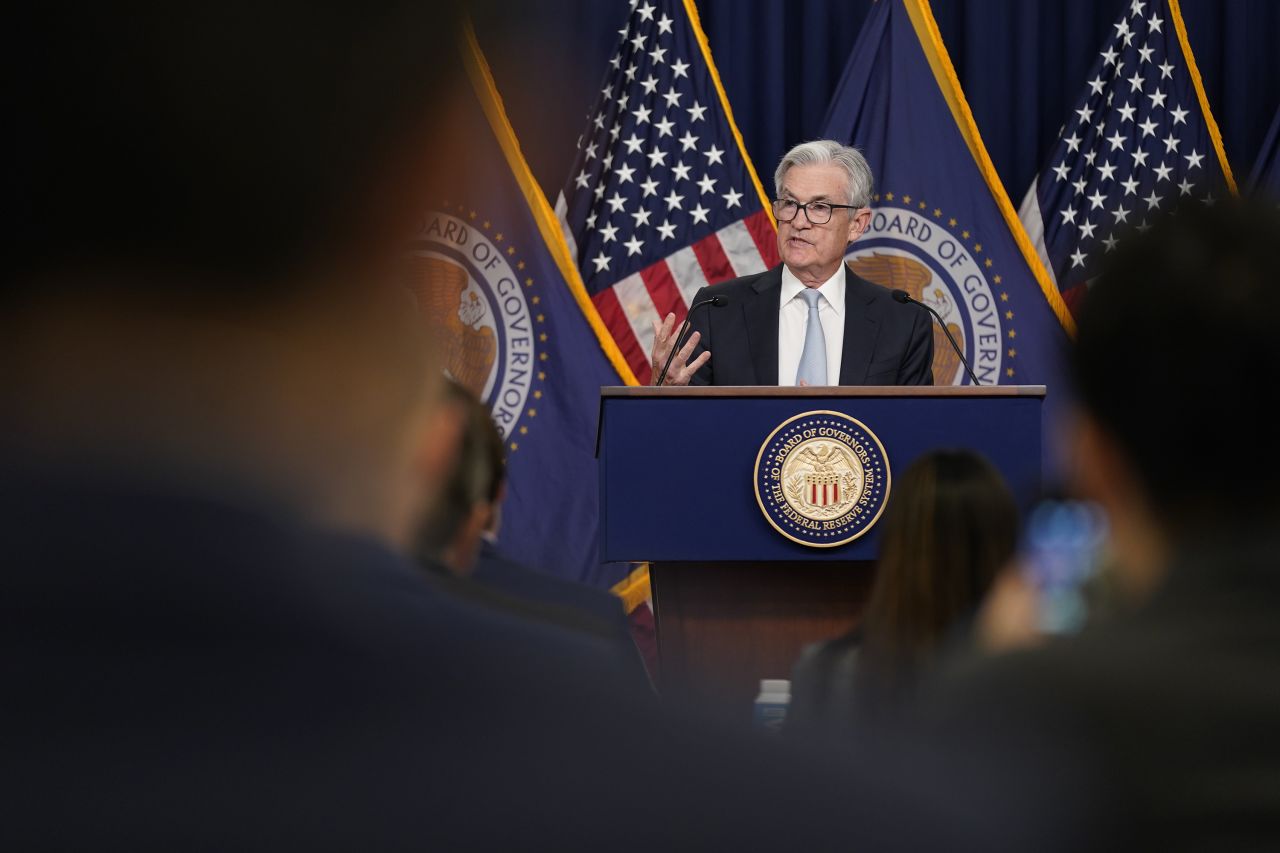 Federal Reserve Chairman Jerome Powell speaks at a news conference in Washington, DC, on Wednesday, November 2. The Federal Reserve approved <a href="https://www.cnn.com/business/live-news/stocks-market-fed-rate-hike/index.html" target="_blank">a fourth-straight rate hike</a> on Wednesday as part of its aggressive battle to bring down the white-hot inflation that is plaguing the US economy.