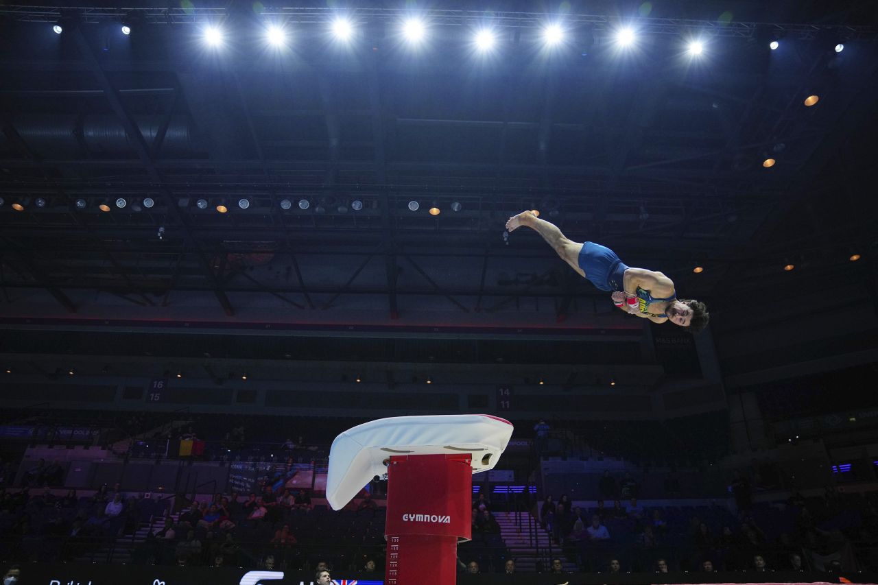 Australia's Clay Mason Stephens competes in the Artistic Gymnastics World Championships qualifications in Liverpool, England, on Monday, October 31.
