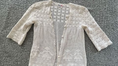 One of Morrison's favorite pieces of clothing is this cardigan Korzen found for her at a thrift store.