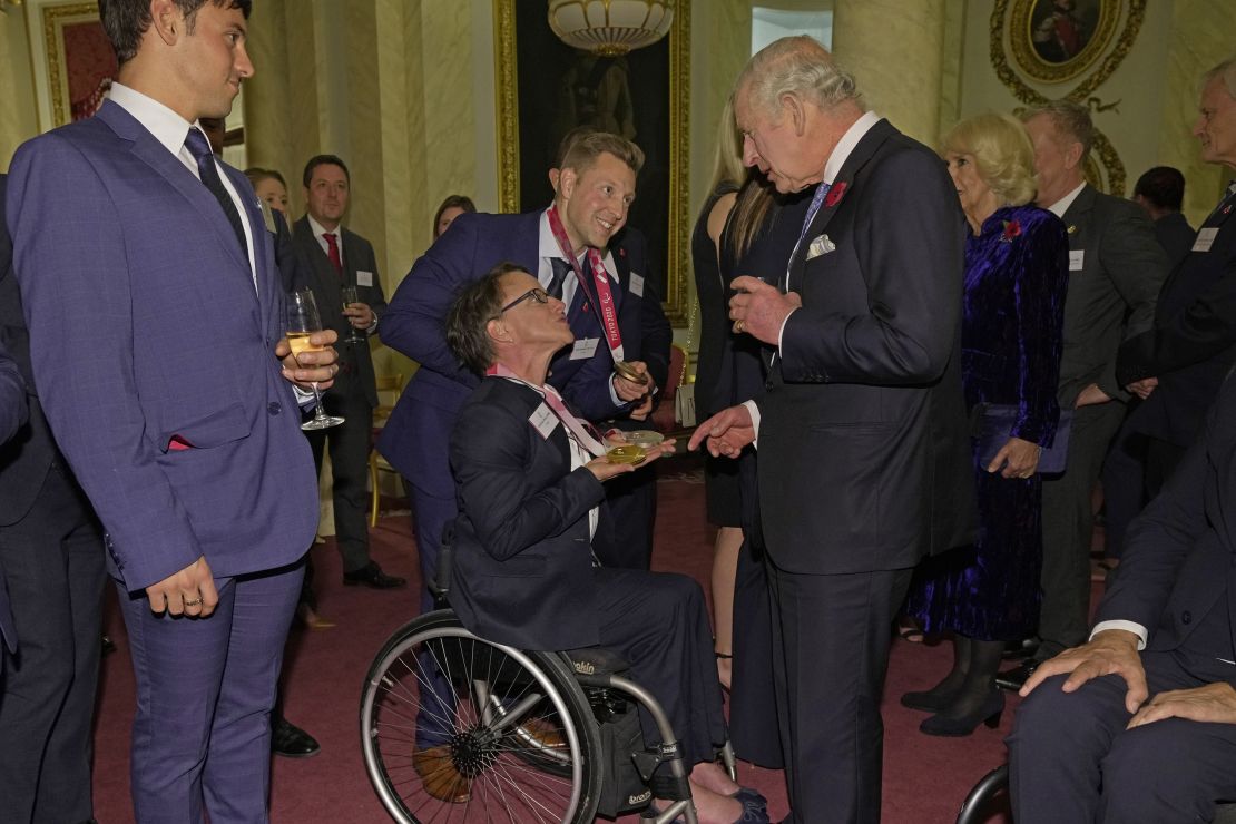 Volleyball player Emma Higgs, canoeist Robert Oliver and diver Tom Daley were among those congratulated by the King.