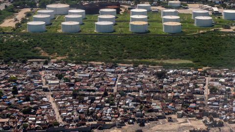 An aerial view of Cite Soleil and the fuel terminals of Varreux in Port-au-Prince, Haiti, October 12, 2022. REUTERS/Ricardo Arduengo