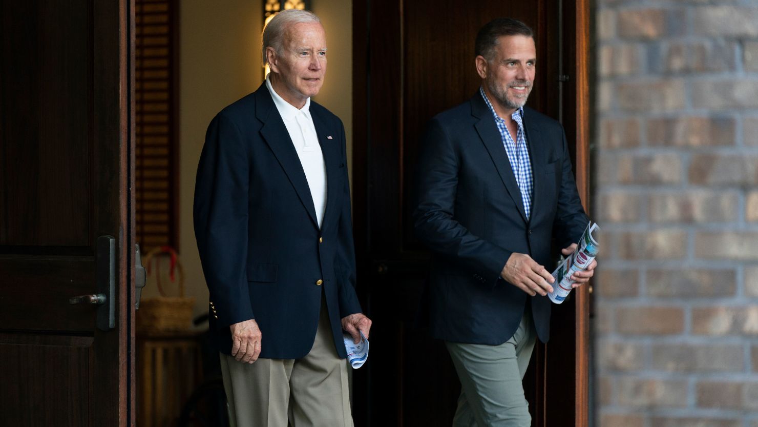 President Joe Biden and his son, Hunter Biden, leave Holy Spirit Catholic Church in Johns Island, SC, on August 13, 2022.